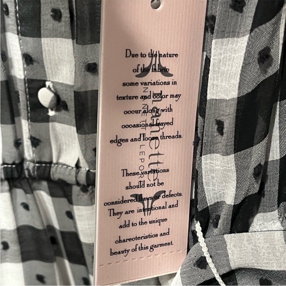 NWT Nanette Lepore Gingham Black and White Collared Shirt Dress - Size 4 - Picture 12 of 12